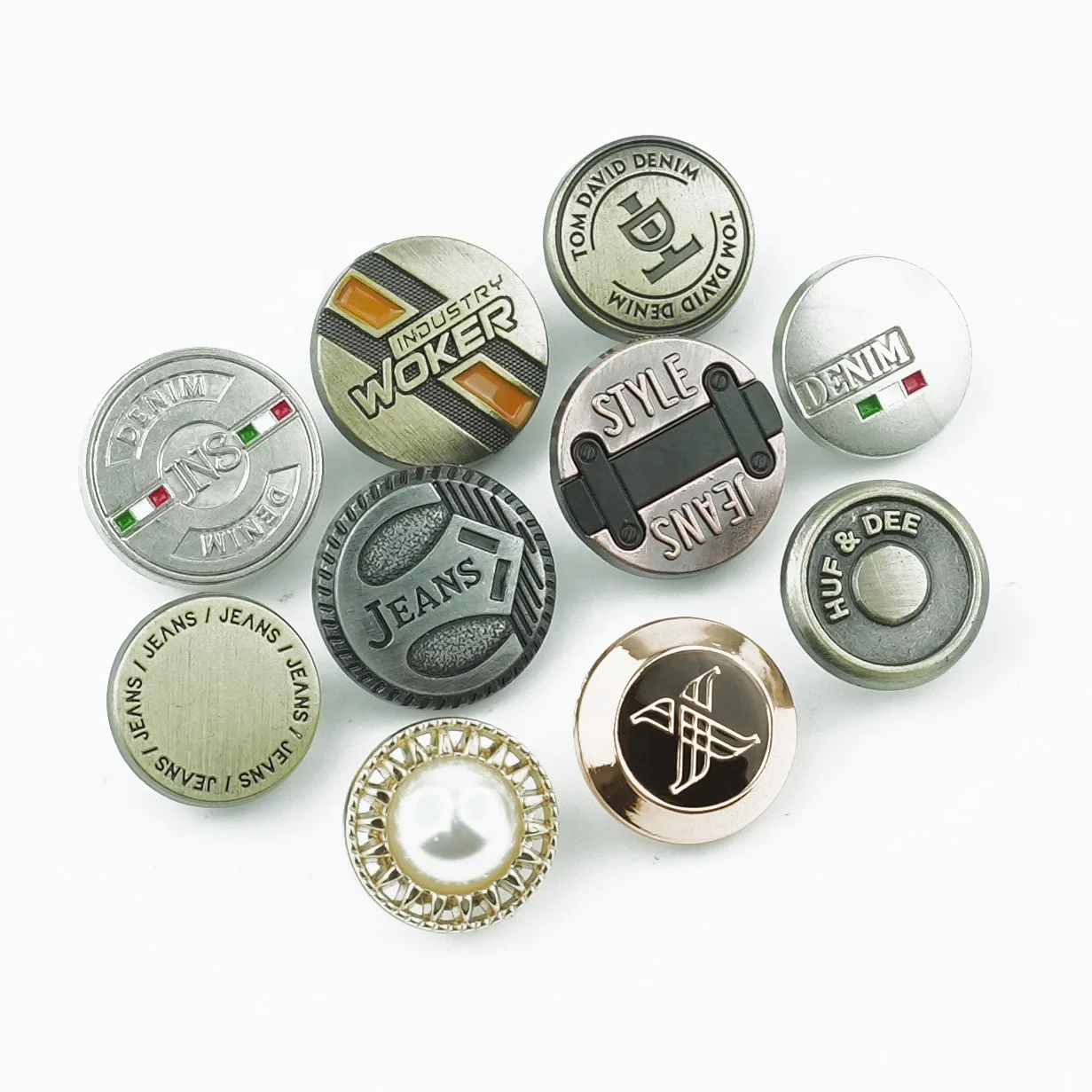Jinyi Button OEM ODM классический дизайн логотипа на заказ винтажные джинсовые пуговицы и заклепки для джинсов