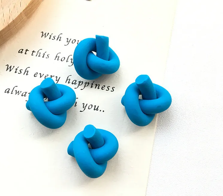 Wholesale Handmade Clay Stud Earrings with Knotted Polymer Gold Plated Cute Geometric  Animal Pattern Earrings For Gifts