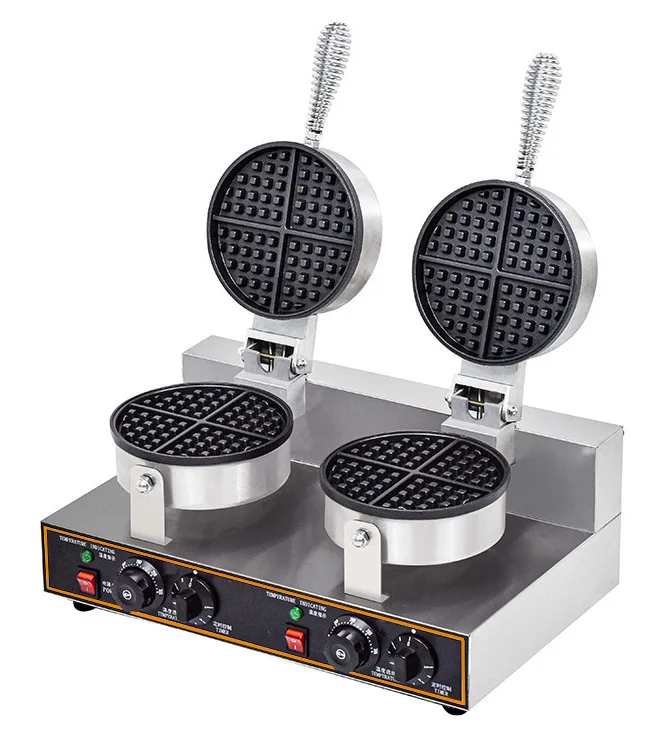 Commercial waffle maker, double head waffle oven specialized in making Belgian waffles suitable for snack bars Non-stick coating