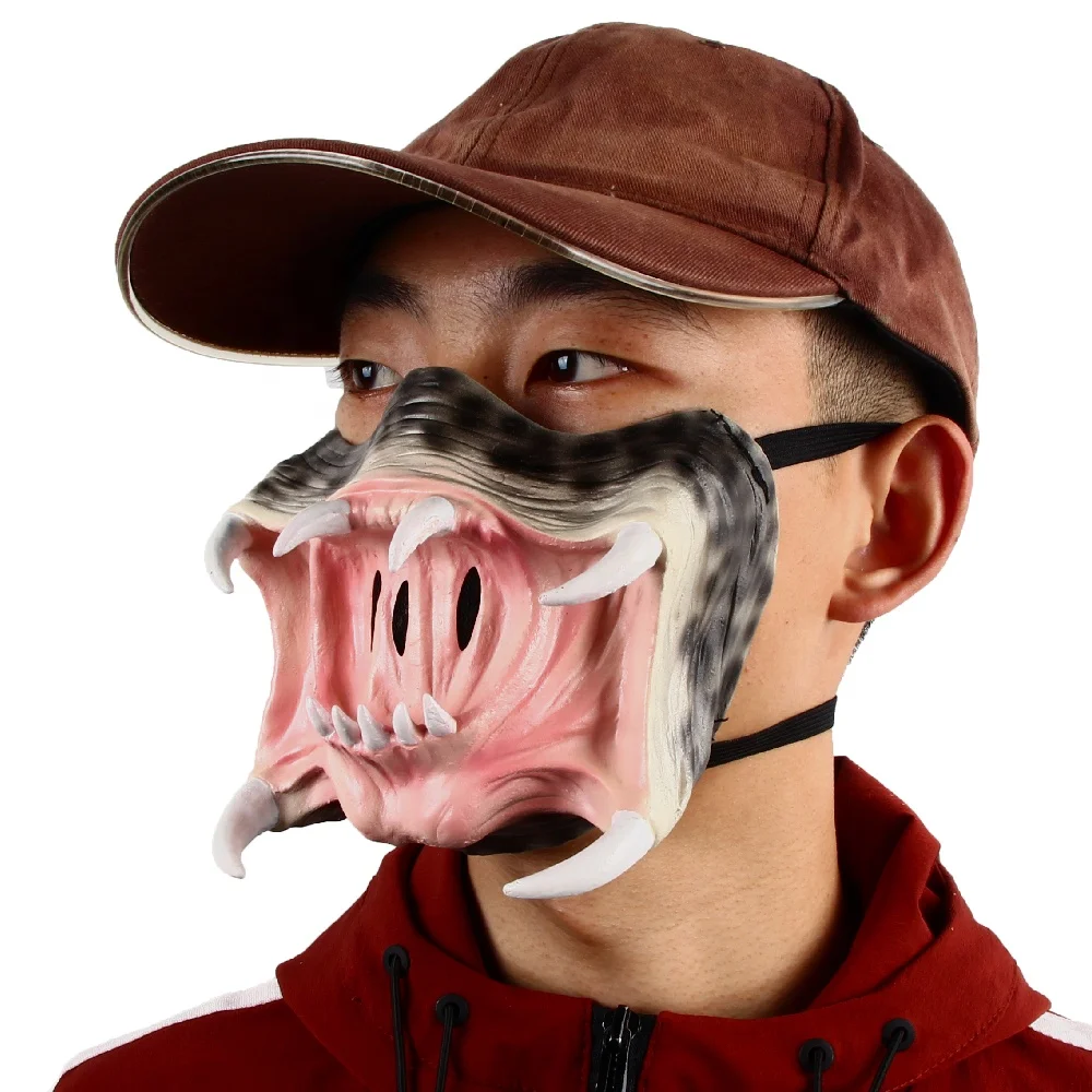 Dropshipping Predator Half Face Mask Latex Halloween Movie Horror Costume Mask Cosplay