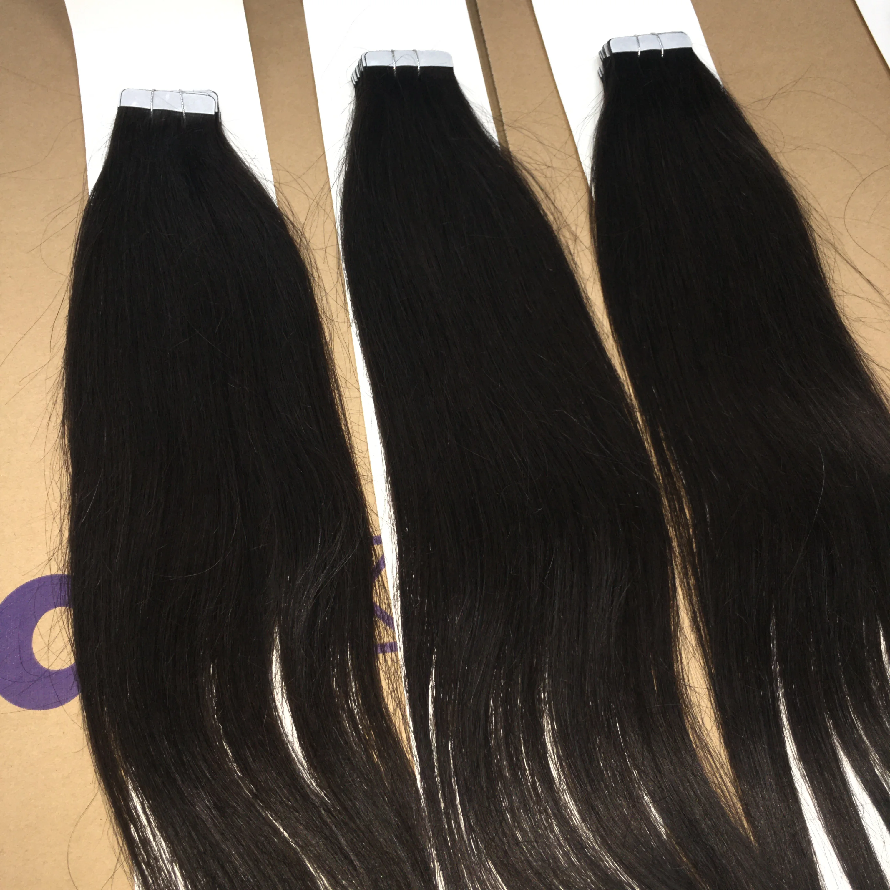 High quality 100% raw tape ins virgin human hair pack wholesale vendor custom color tape hair extension