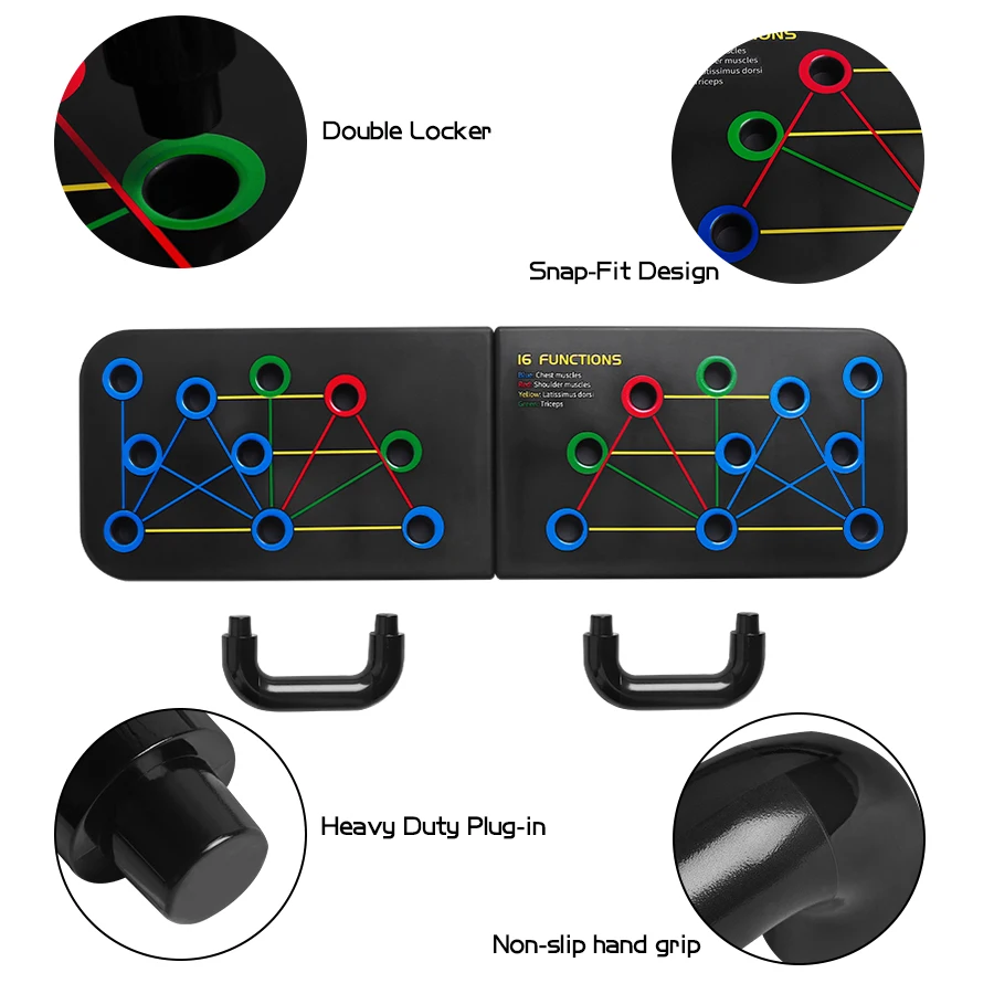 16 IN 1 Multifucational Foldable Body Building Fitness Training Workout Push Up Board System