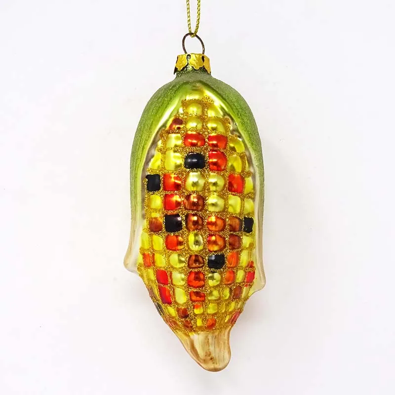 Factory wholesale christmas tree stained ornaments glass vegetables and fruits ornaments corn ornaments