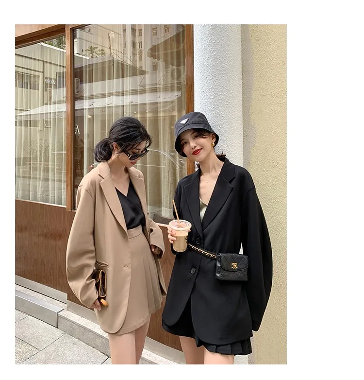 Korean style small suit  autumn new professional wear, casual suit jacket high waist pleated skirt small two-piece set