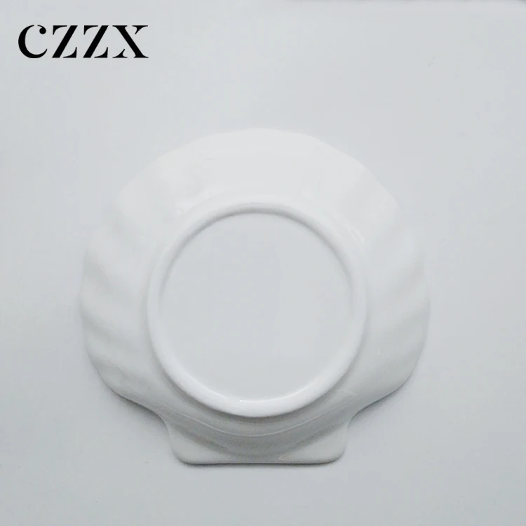 White Ceramic Dinnerware Tray Hot Pot Restaurant Seasoning Dishes Scalloped Dinner Plate Ceramic Shell Shape Dish