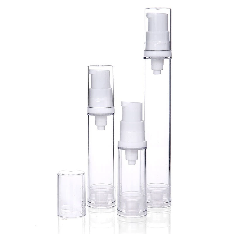 Hot sale 5ml/10ml/15ml Vacuum plastic pump bottle for emulsion essence portable travel set  Press Emulsion Bottle