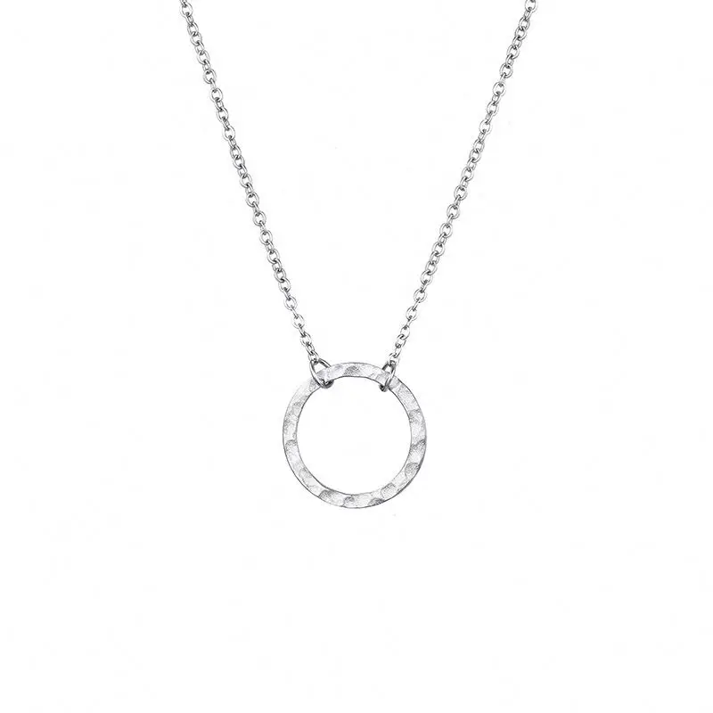 
The Trendy American Style Geometric Circle Round Pendant Necklace Sweater Chain Stainles Steel Rose Gold Silver Necklace 