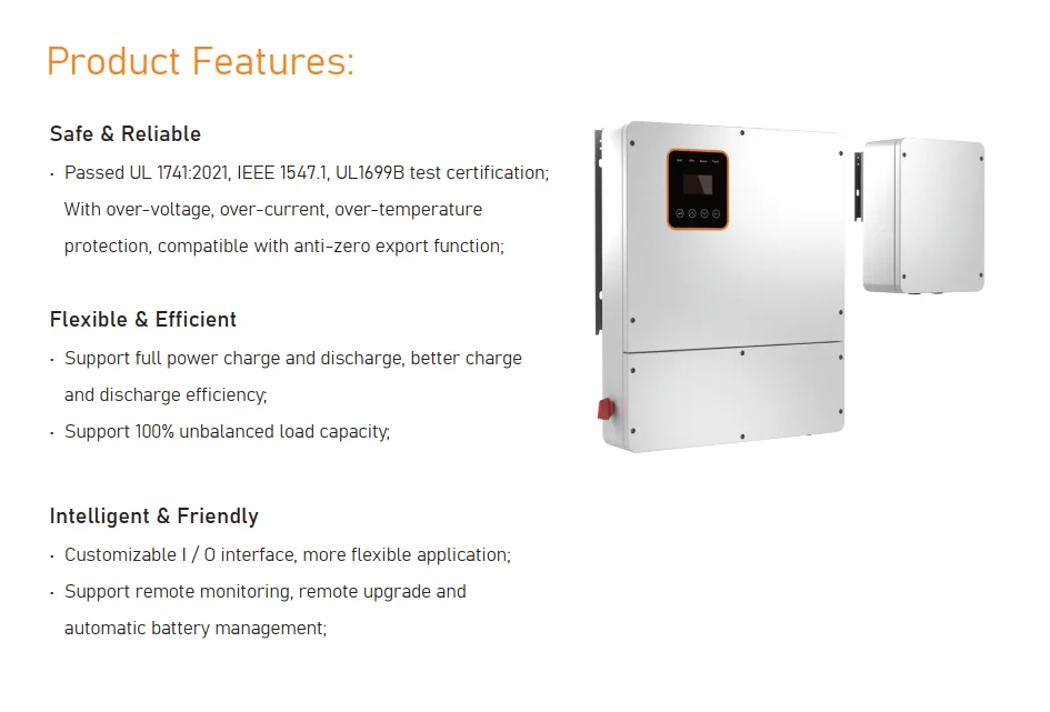 Hybrid inverte 8KVA split phase 80V inverter solar on grid solar energy system