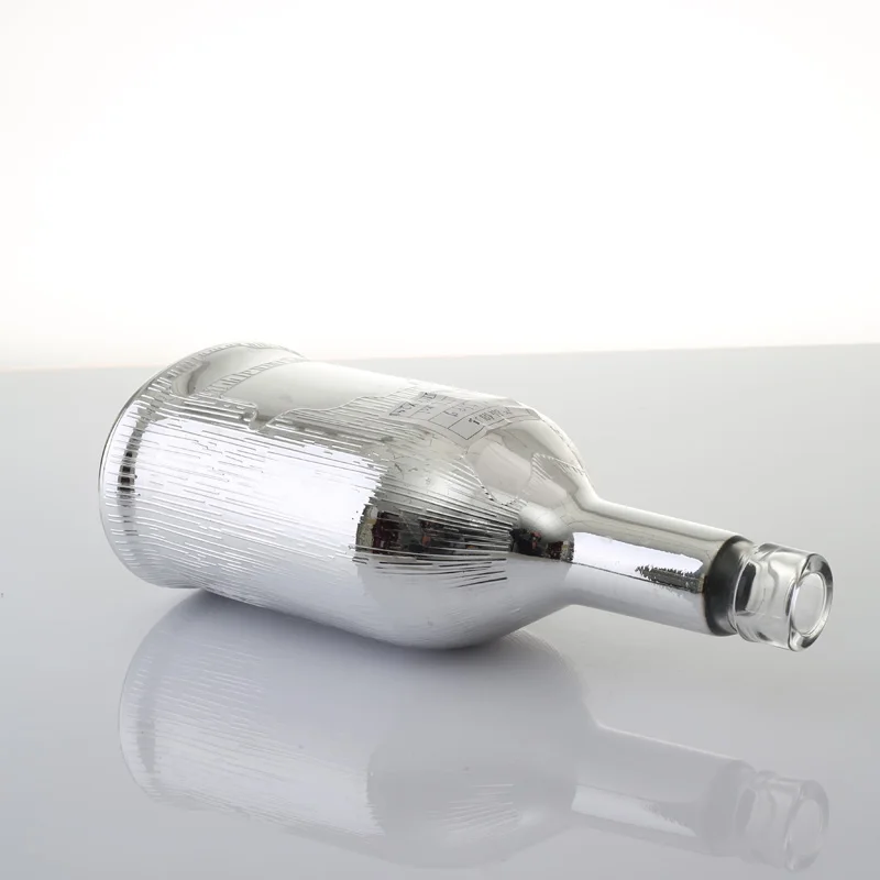 Sliver color Electroplated  750ml glass bottle Beverages Vodka Glass Bottles Spray Clear Bottle Glass