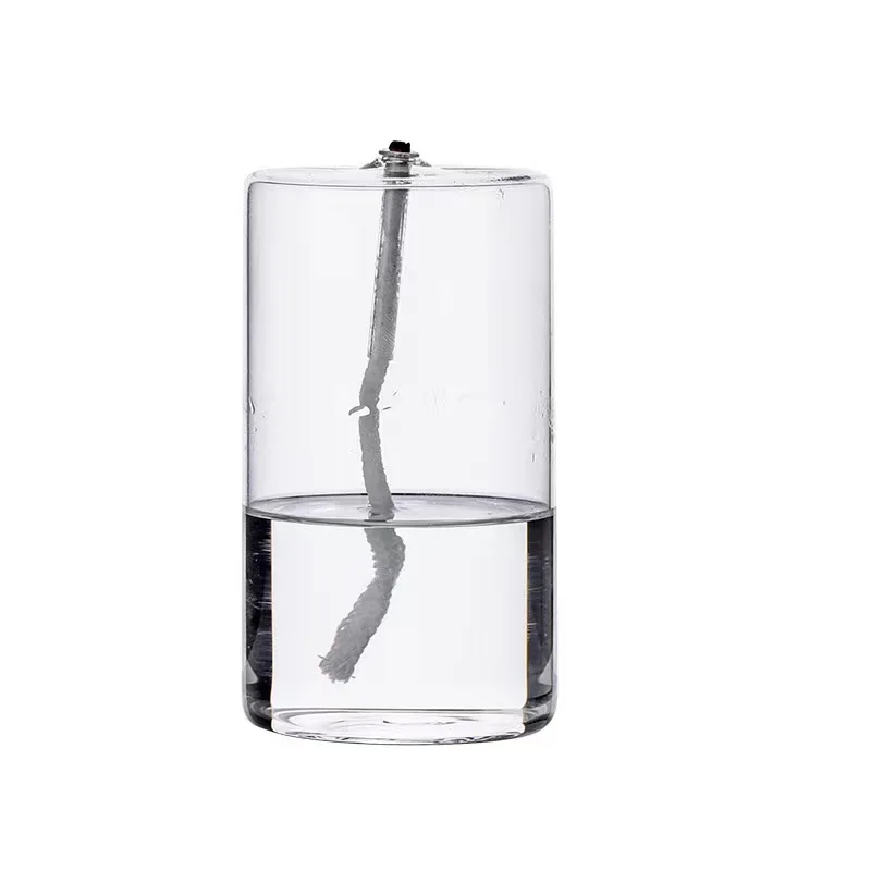 Wholesale Hand Blown Glass Oil Lamps With Wicks Cylinder Oil Lamps Burner Oil Candle Table Top Home Decoration