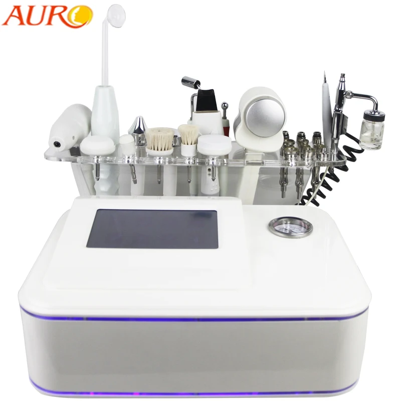 Au-8212 High Frequency Face and Body Ultrasonic Equipment 10 in 1 Skin Peeling Scrubber Microdermabrasion Beauty Device