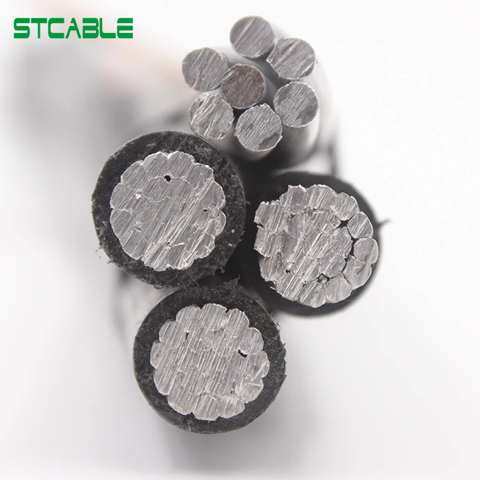 Power cable xlpe insulation with bare neutral messenger 0.6/1kv 4 core abc cable