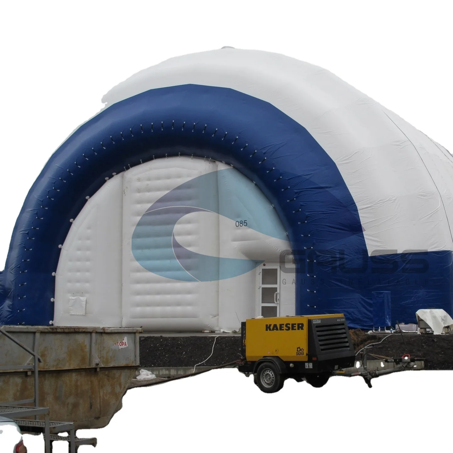 inflatable pneumatic hangars for storage and repair of machinery tent