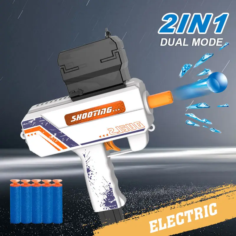 Automatic Shooting Game Gun Toy with Light Up UZIS Splatter Ball Gun Electric Gel Ball Blaster Gun For Boys Students