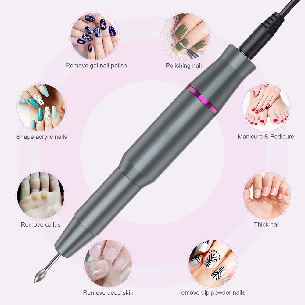 Nail Drill Kit Electric Nail File Electric Manicure Set with Adjustable Speed Nail Dremel for Manicure and Pedicure 20000rpm