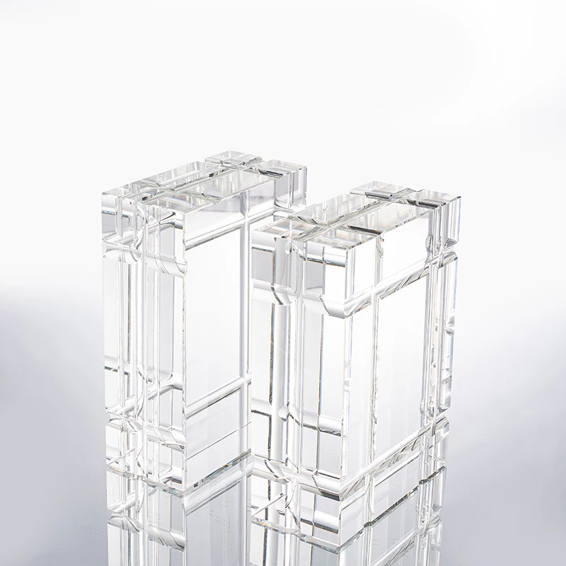Wholesale crystal block bookends for home office bookrack decoration customized shaped