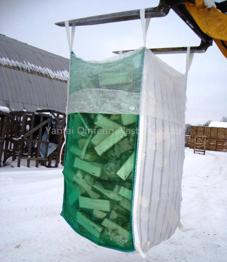 1m3 bag Ventilated Plastic Containers 2 cubic Meter FIBC Super Sack PP Mesh netbags for firewood packaging carry bags