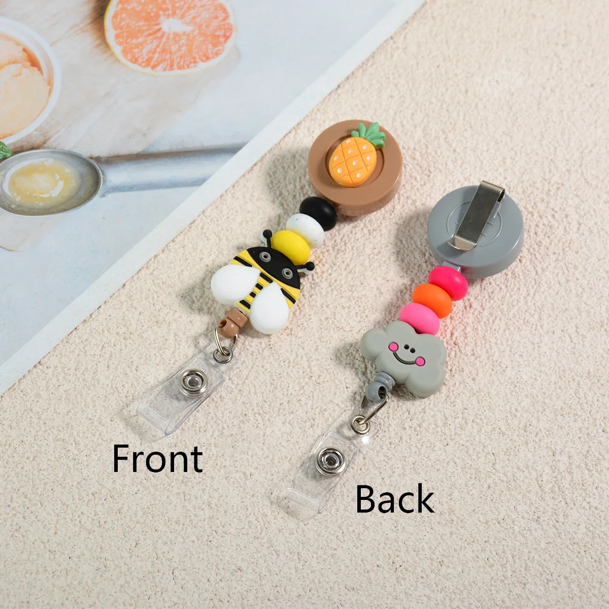 Cute Cartoon Silicone Beads Clouds Badge Reel For Holder With Alligator Clip Retractable ID Card For Doctors Nursing Accessories