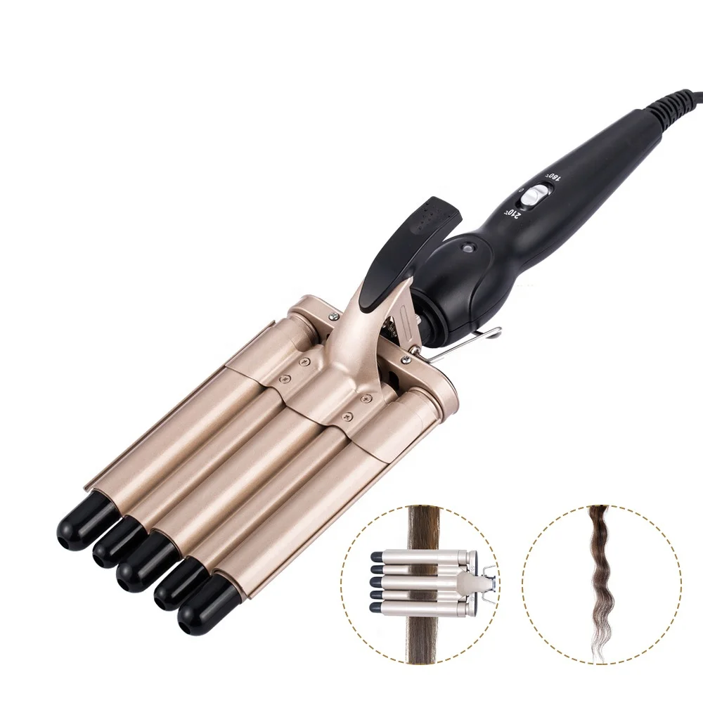 Ceramic Glaze 5 Barrel Hair Crimper Fast Heating Hair Curler Machine 5 Barrels Curling Iron 13-16mm