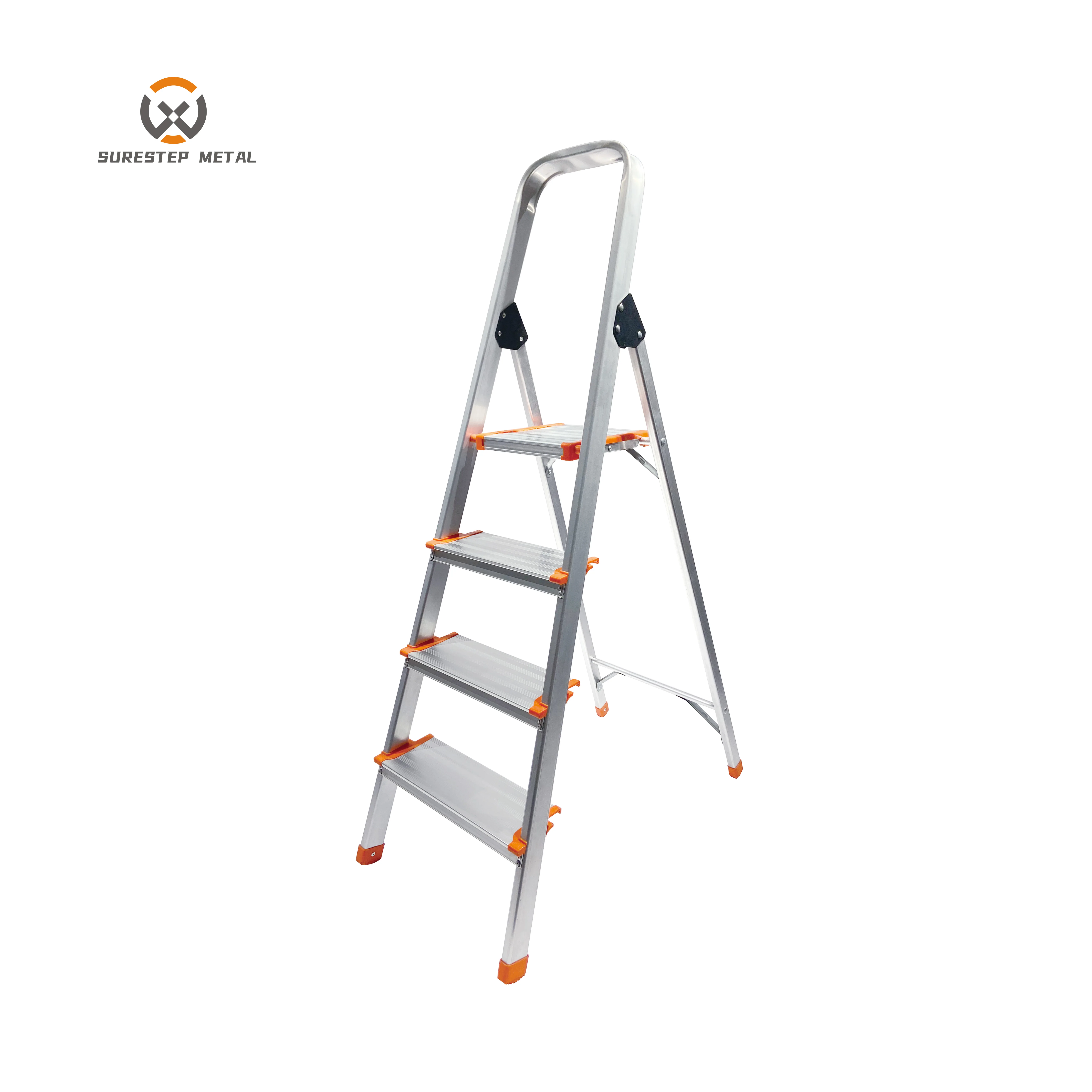 Hot selling Wooden Color Foldable Steel Step Stool Indoor Household 4 Step Ladder Folding Aluminum Ladder