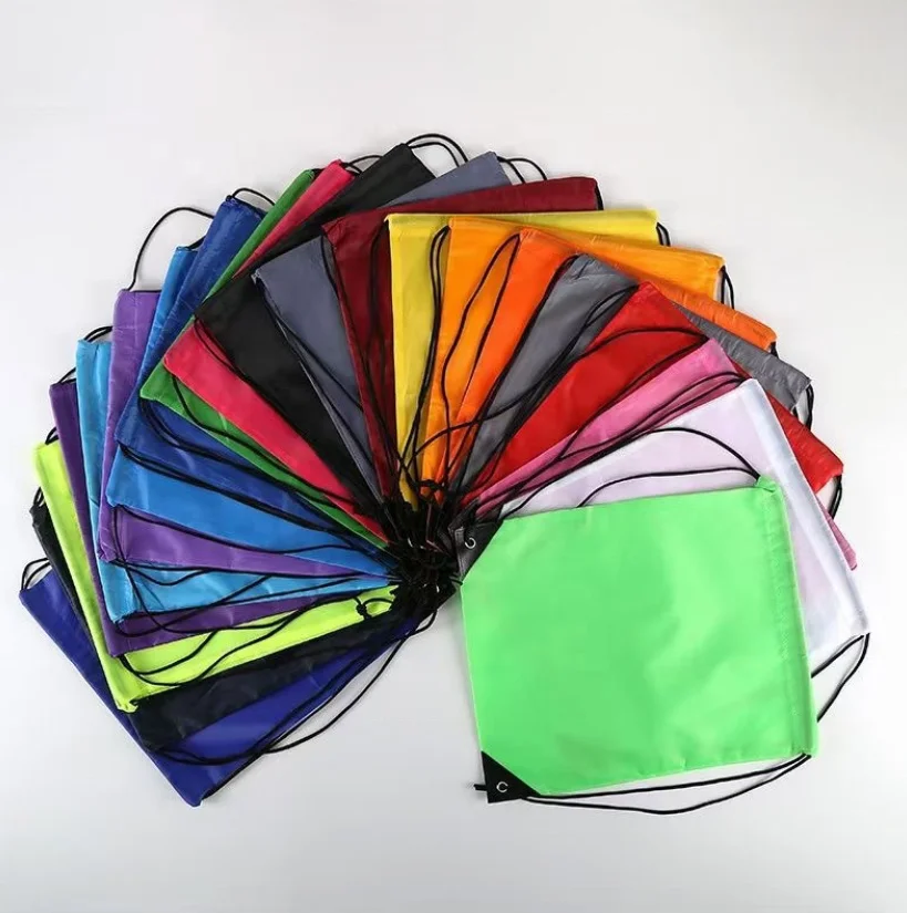 Multi color Custom Logo Cinch Gym Drawstring Backpack Bag Big Size Waterproof Gym Polyester Travel Drawstring Backpack