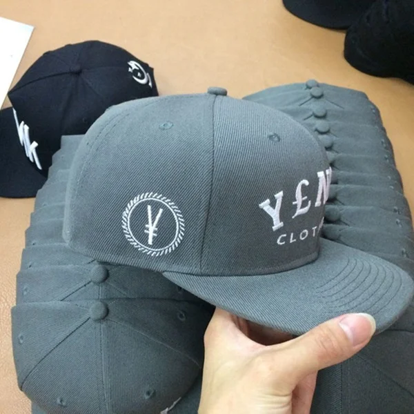 Custom Embroidery 5 Panel Snapback Cap Wholesale Solid Color Flat Brim Hip Hop Hat