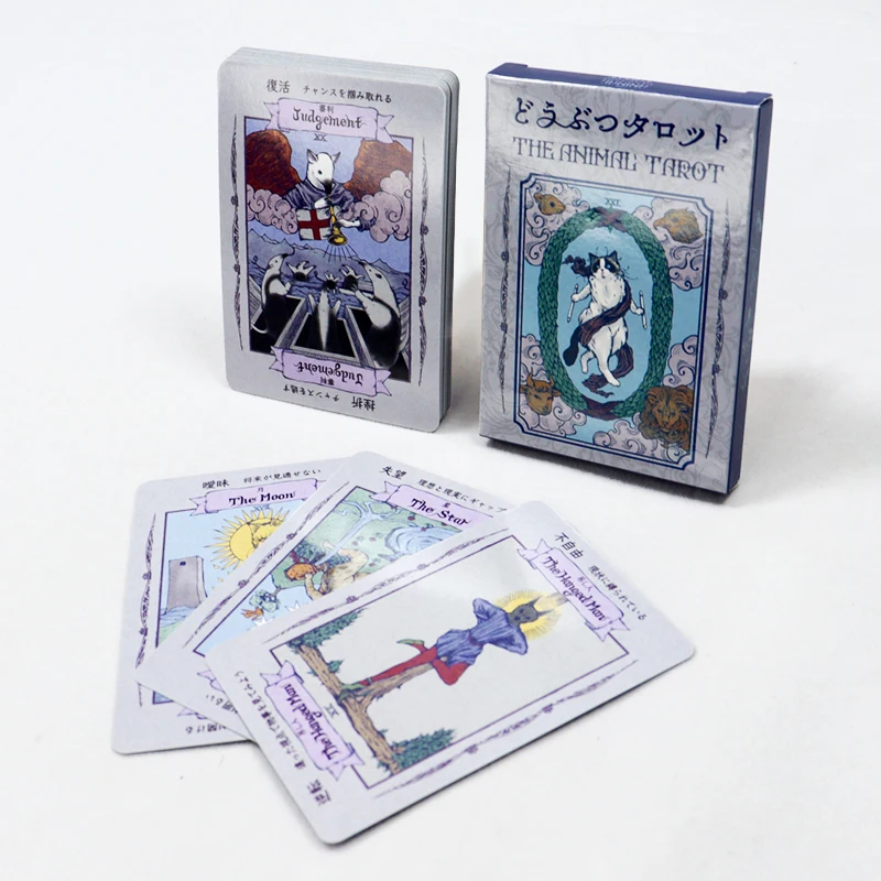 Printing cat silver foil Japanese tarot cards wholesale best your own logo tarot card for beginners print the fool tarot card