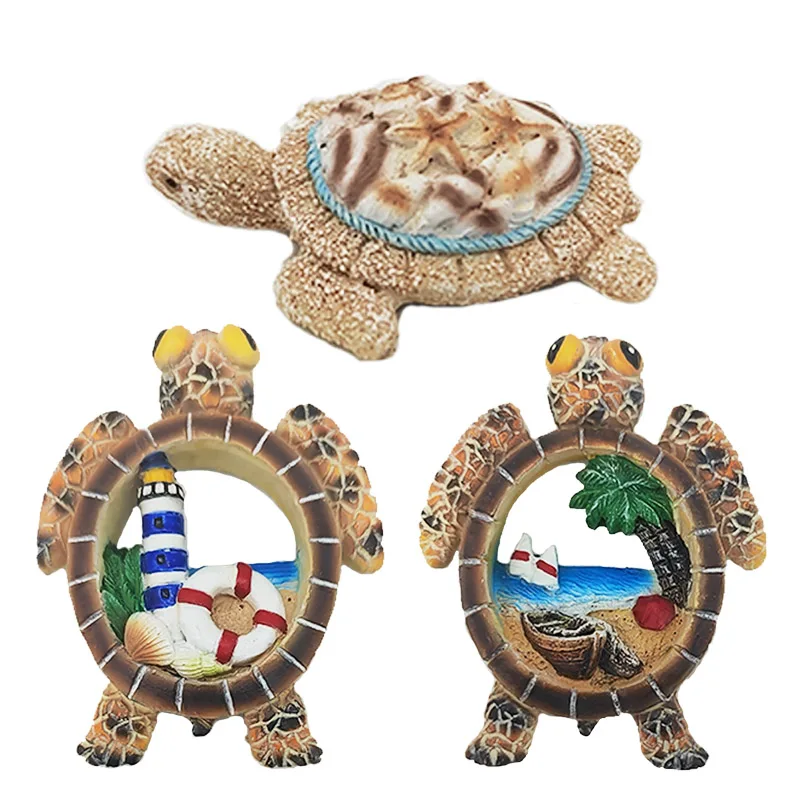 China quanzhou custom design souvenir Craft resin ocean beach sea life animal slipper dolphin 3D starfish turtle fridge magnet