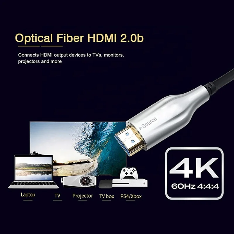 Fiber Optic TV AOC Cable High Speed HDMI Type A-A Cable HDMI 2.0 HDR 4K Active Fiber Optical Cable