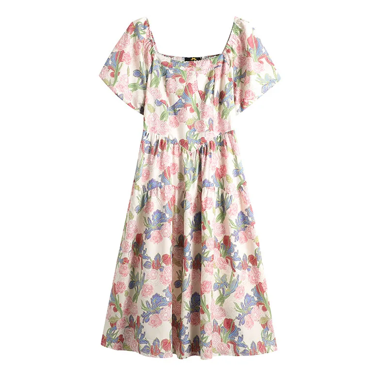 Женское длинное платье с цветочным принтом