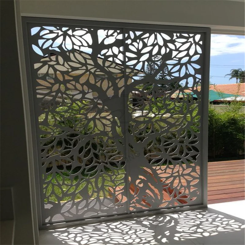 Laser Cut Decorative Steel Privacy Panel Screen Metal Fencing Hanging Room Divider Partitions Panel