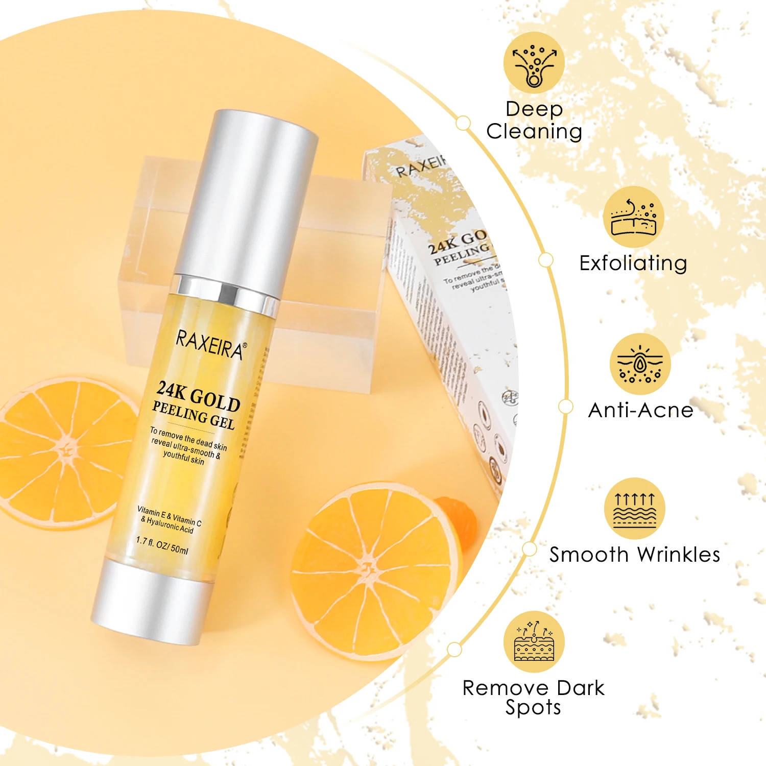 Best Sale Gold 24K Multi-Vitamin Deep Exfoliator Skin Care Facial Peeling Gel Beauty Skin Peeling Gel Exfoliate