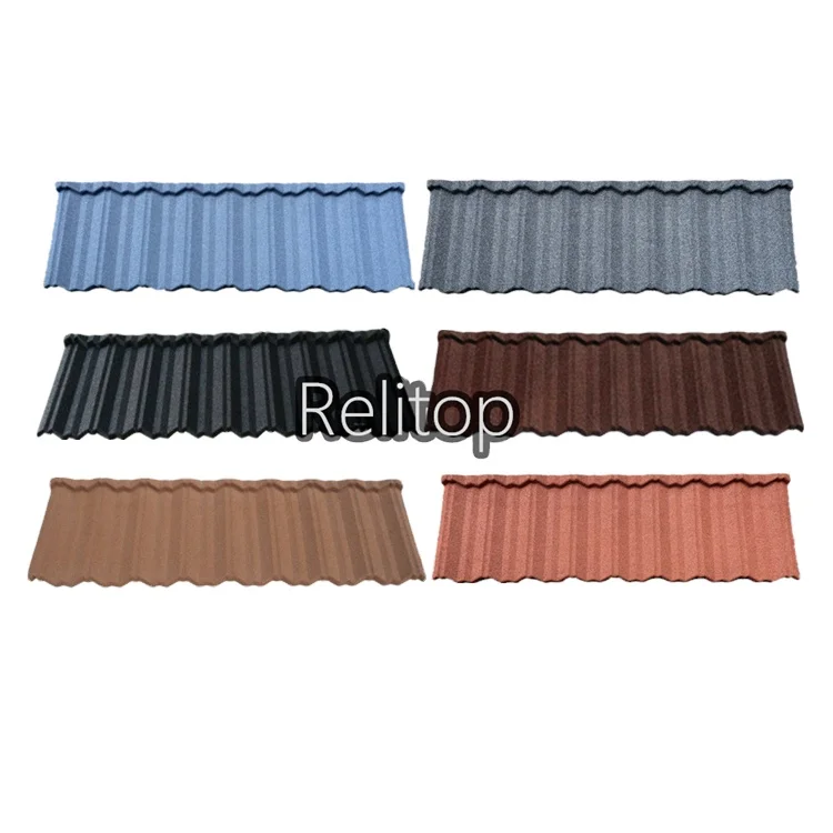 Multicolour Stone Coated Metal Roof Tiles Free Charge Small Cutting Samples From Relitop Factory