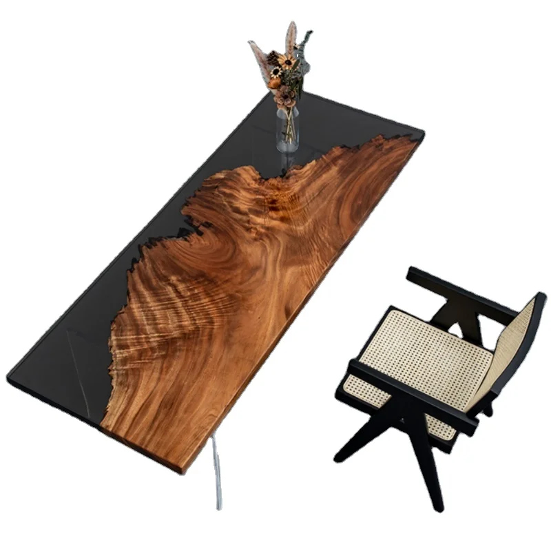 High Quality Wood Epoxy Resin River Table Vintage Furniture Wood Color Grain Luxury Resin Dining Table