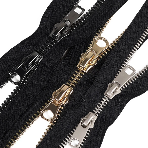 SAS 3 # 5 # 8 # Double Open Tail Metal Zipper Y Teeth Double Pull Head Pull Lock Clothing Zipper Wholesale