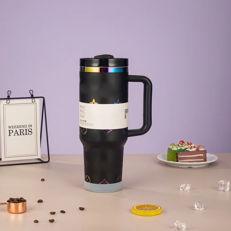 Modern Car Cup with Straw and lid 40oz Stainless Steel Vacuum Insulated Travel Thermal  Mug Warmer