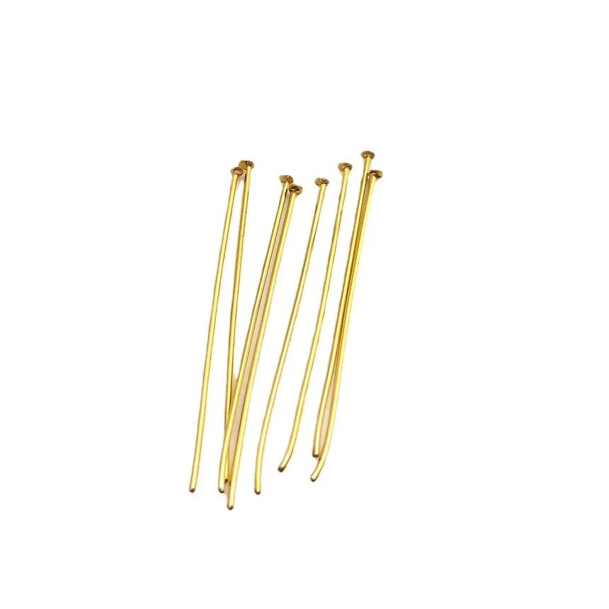 Stainless Steel Real Gold PVD Plated Flat Head Ball Head Open Eye Pins Non Tarnish for DIY Jewelry Making