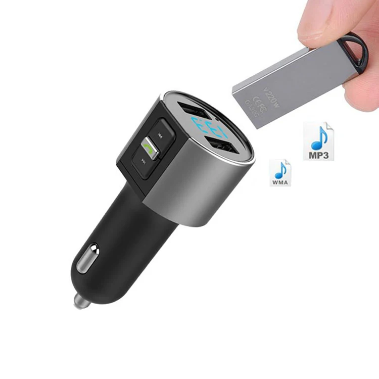 Hot Selling Portable Blutooths Car Fm Radio Stereo transmitter with Battery Check