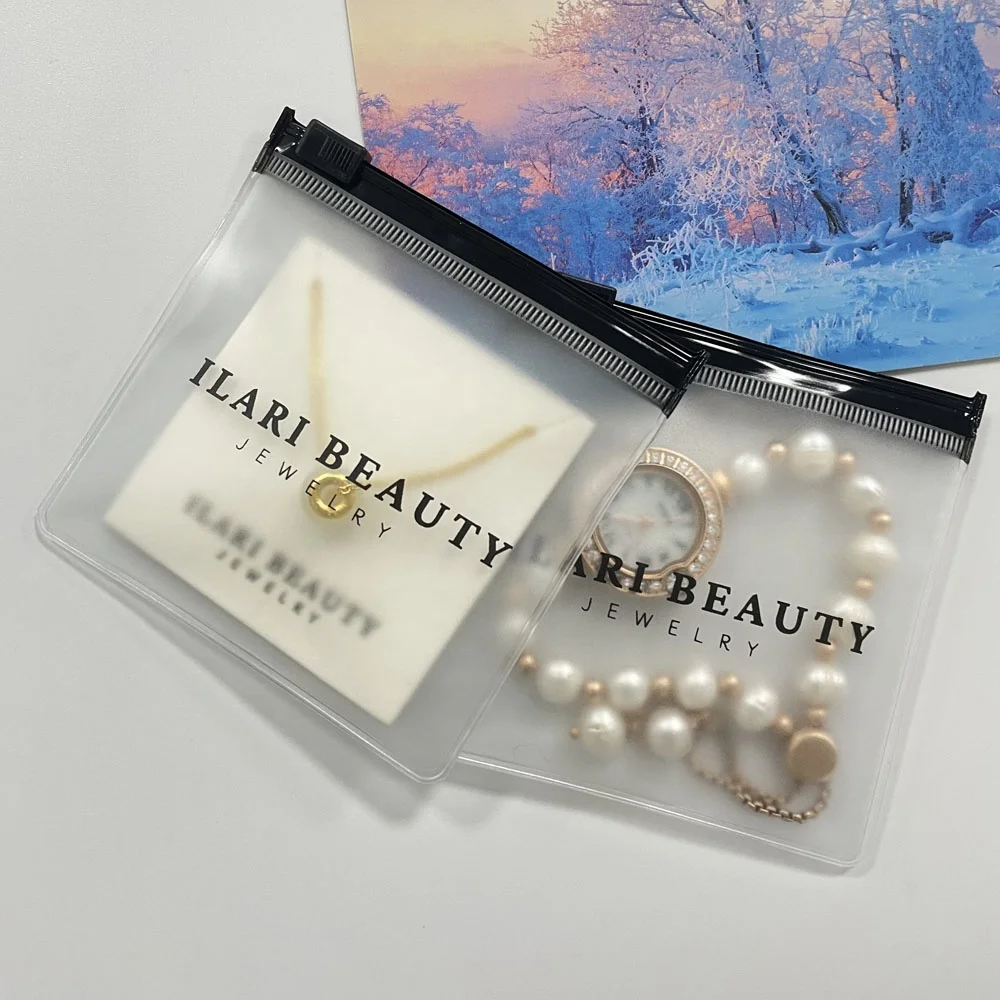 Custom Printed Logo Plastic Ziplock Pouch Zip Lock Pvc Small Frosted Zipper Bag 6cm For Earring Necklace Jewelry Packaging