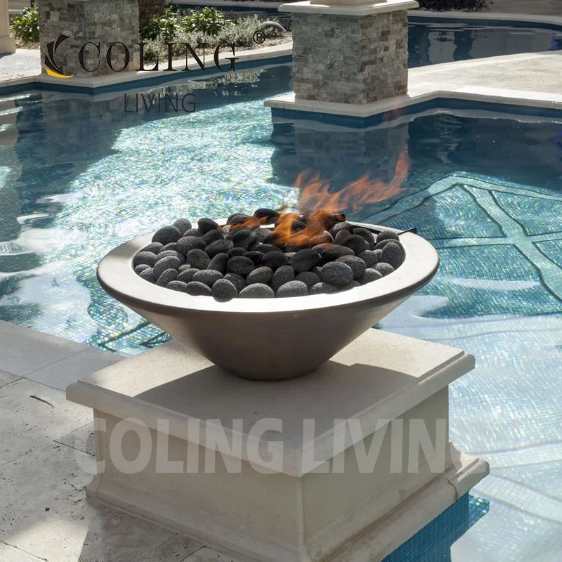 COLB001 Factory wholesale lightweight water fire bowl top fires round concrete gas fire bowl for swimming pool