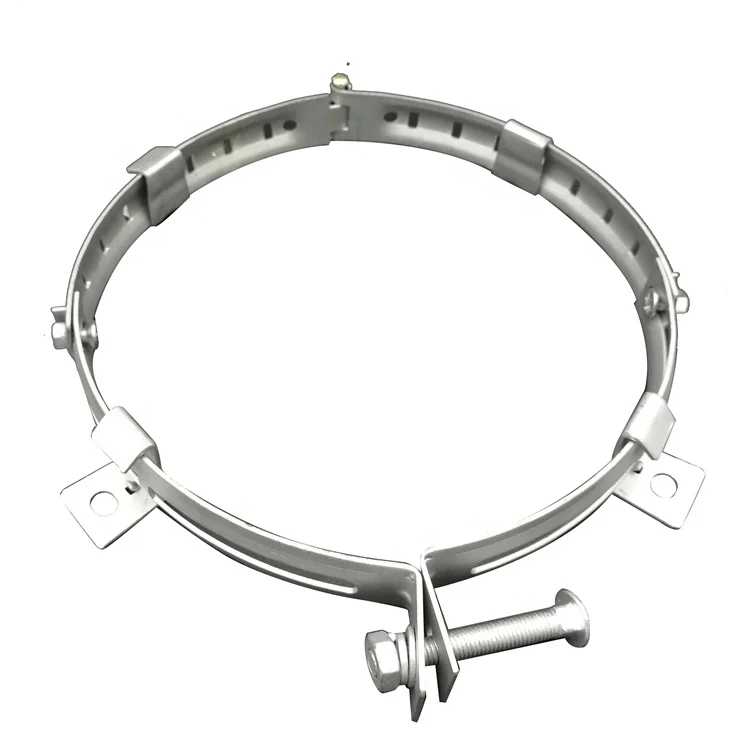 FTTH Adjustable Pole Mounting Cable Hoop Clamp Range 135-230mm Stretching Resistance Carbon Steel Anchor Fittings