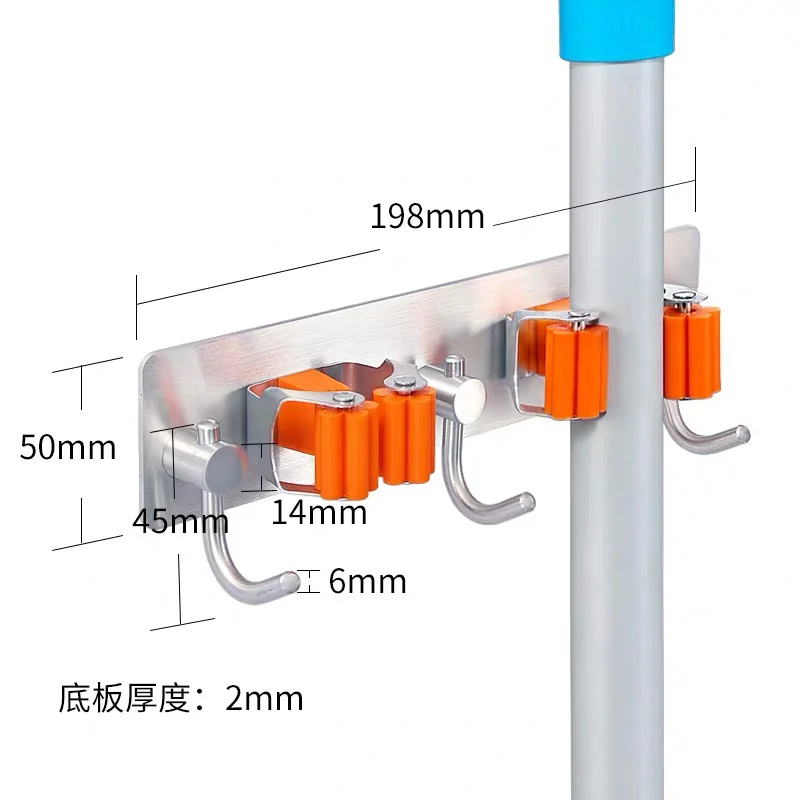 304 stainless steel Mop Handle Holder Wall mount Household Mop Handle Holder Reusable Tool Gripper