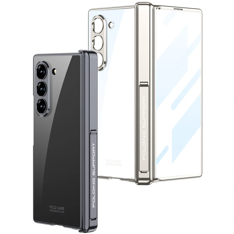 GKK Transparent Clear Magnet Folding Screen Protective Case with Stand Holder Phone Case For Samsung Galaxy Z Fold 6