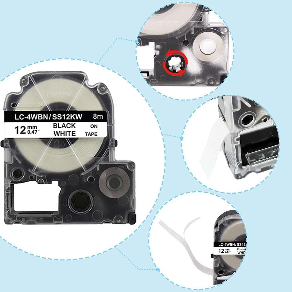 Good Quality Cassette ST18KW LC-5TBW 18mm Black on clear Lc Label Tape Printing Labelworker LW-400/K400/K400L/600P/700/Z700