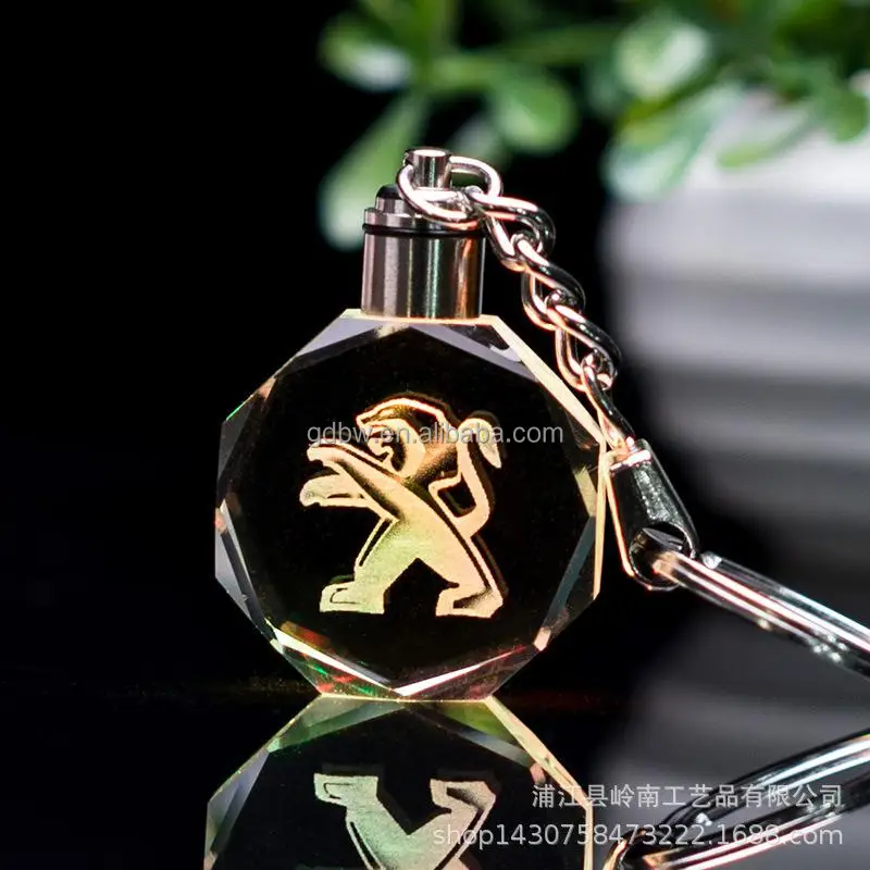 Factory Wholesale Car Brand Logo Key Chain Custom Crystal Keychain With Led Keyrings