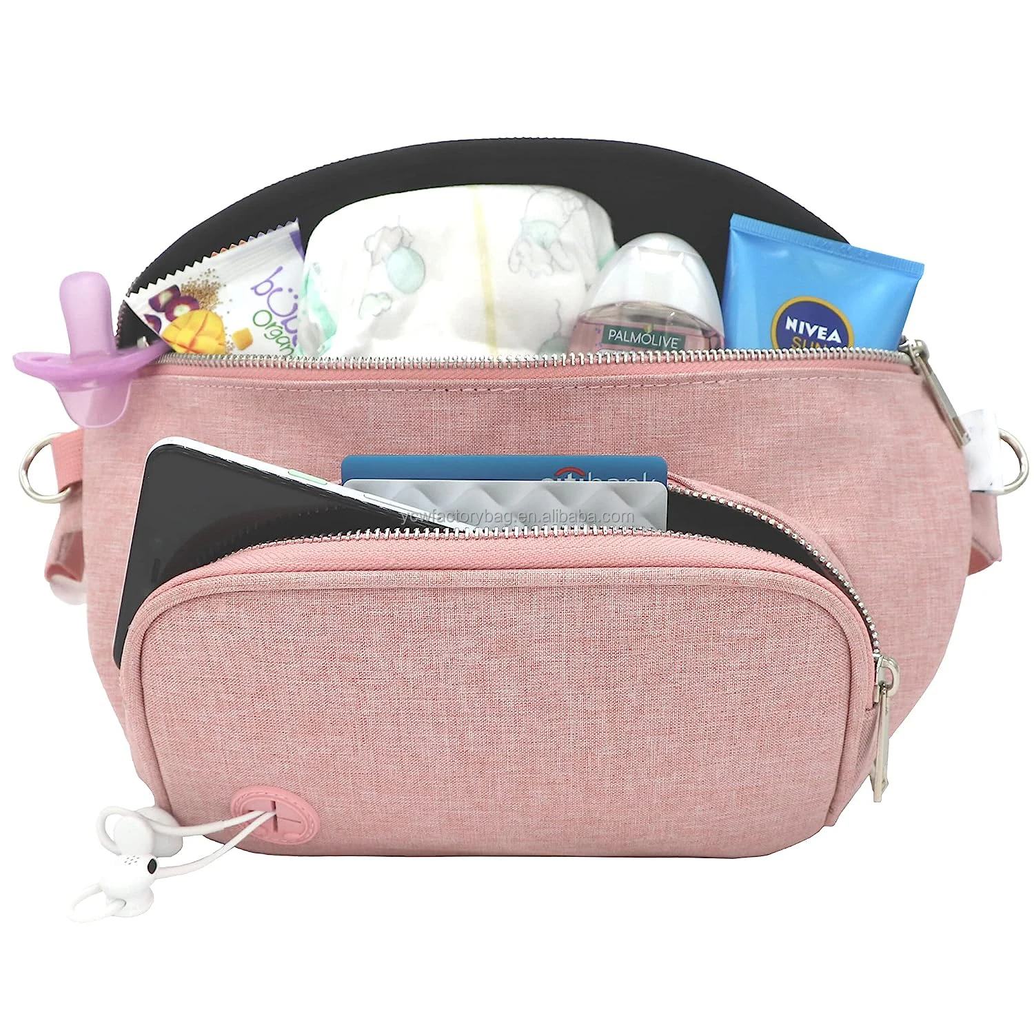 2024 Fanny Pack Diaper Bag with Detachable Baby Changing Pad & Waterproof Pocket Stroller Organizer Nappy Waist Bag