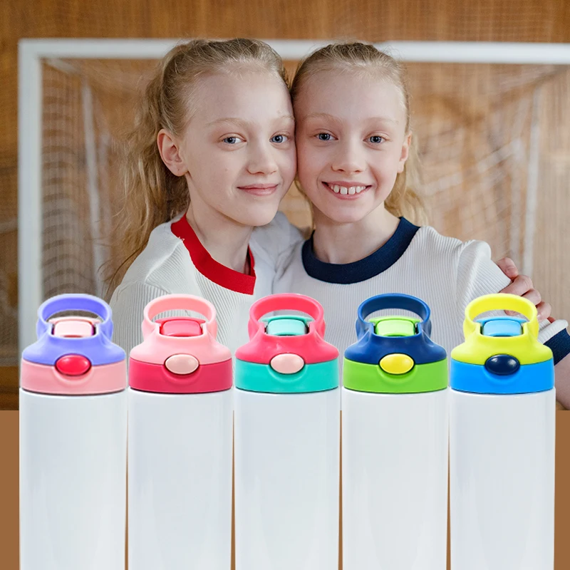 USA Warehouse 20oz oz  flip Top Baby water bottle Sublimation Kid Tumbler Straight Double Walled Stainless Steel Sublimation