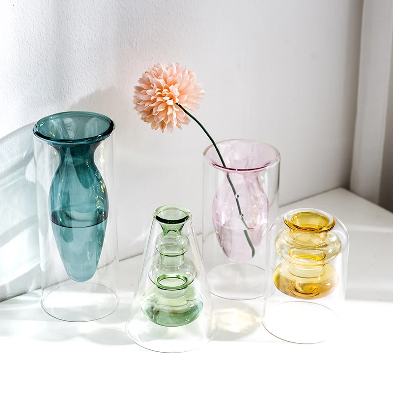 Home Decoration Glass Vase Office Desktop Hydroponic Vase Glass Container Decoration