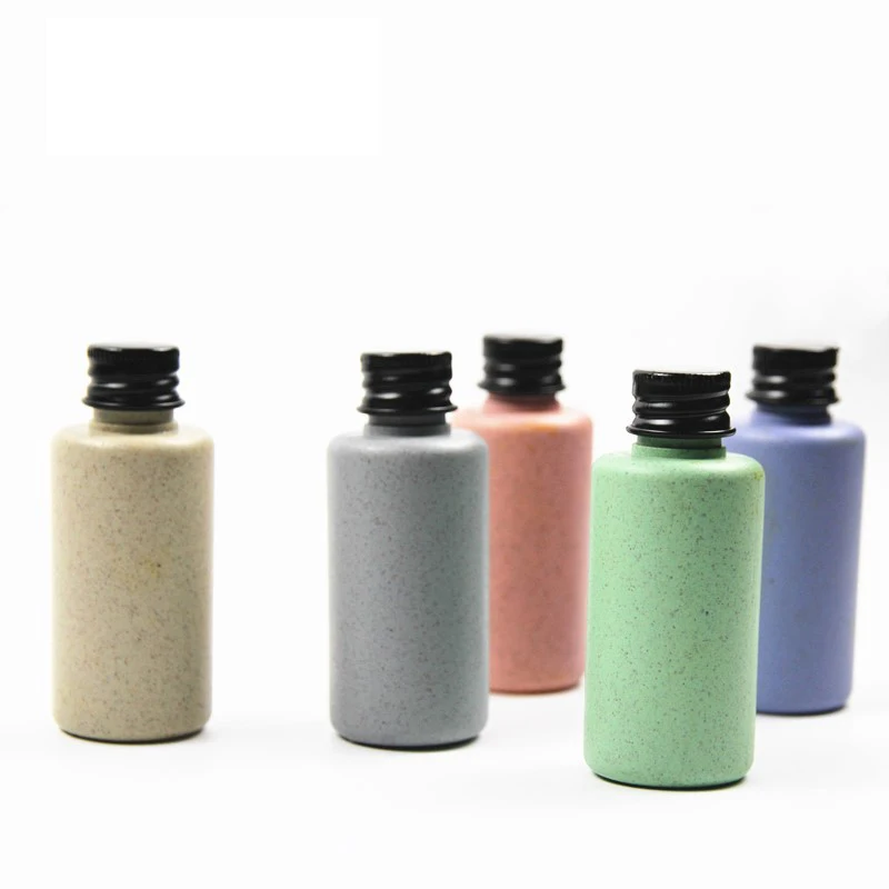  50ml 100ml 250ml 500ml Envinmental Protection Biodegradable Cosmetic Packaging Container Wheat Straw Pe Plastic Pump Bottle