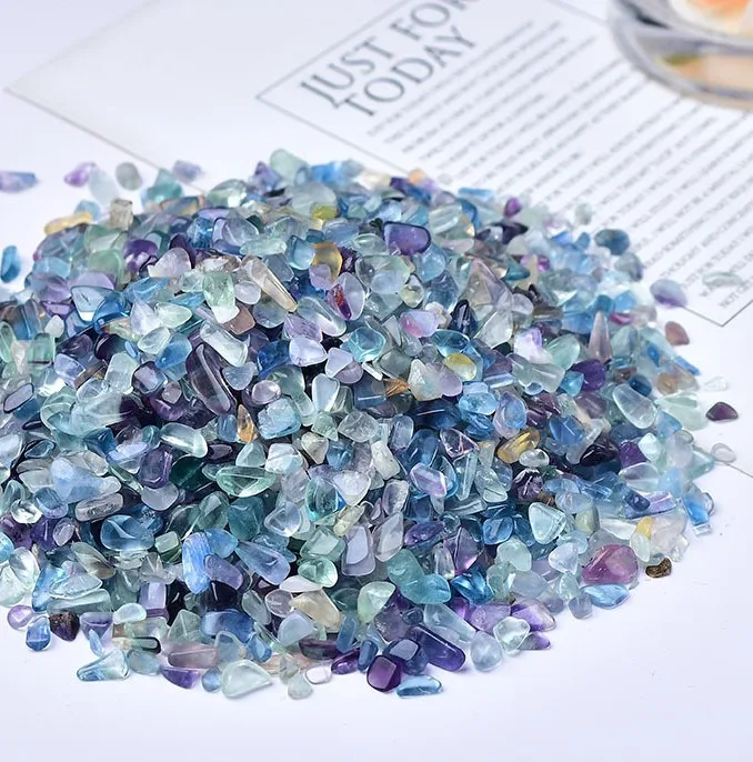 Factory Wholesale Natural Colorful Fluorite Chips Purple Crystal  Quartz Chips Chakra Pocket Stone CHENYISHI 5-7mm 7-9mm